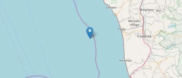 Terremoto (in mare) nella notte: sisma di 4.2 magnitudo