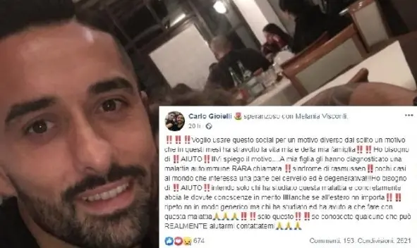 Appello social di un calciatore: «Mia figlia è malata, mi serve aiuto»