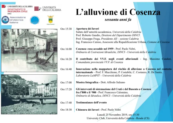 All'Unical un seminario su \"L'alluvione di Cosenza sessanta anni fa\"