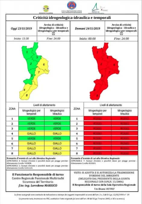 ATTENZIONE! Allerta meteo rossa su tutta la Calabria: domani massima prudenza