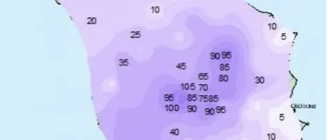 Meteo: aggiornamento delle ore 12 del Centro Funzionale Multirischi Arpacal