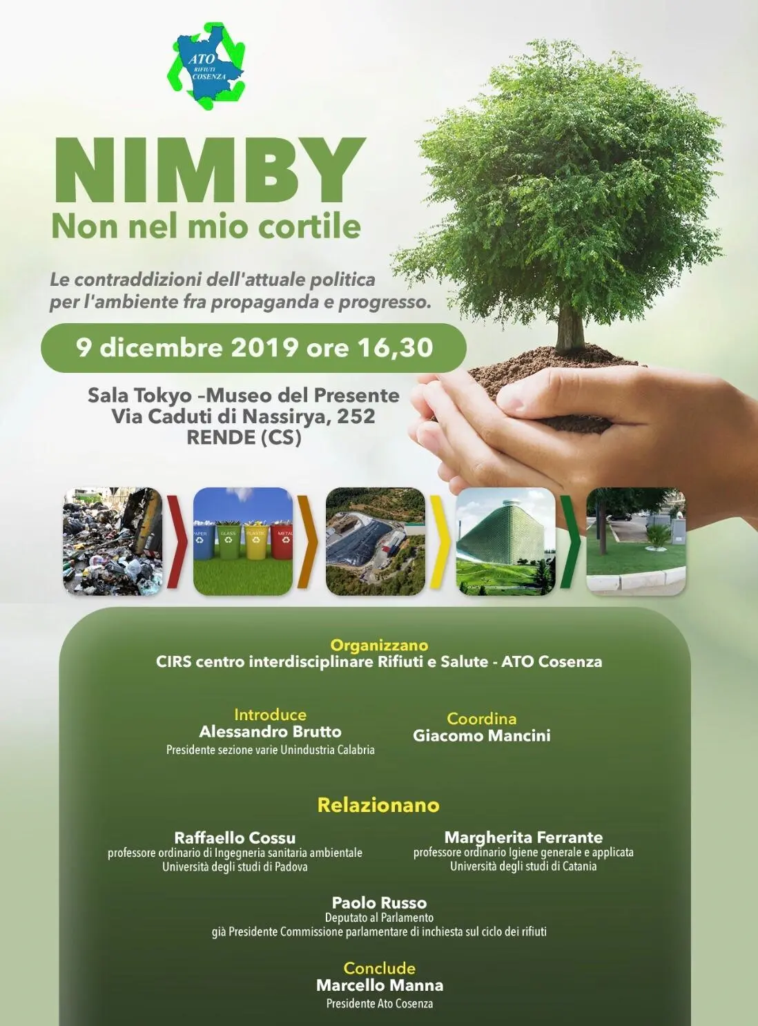 Il 9 dicembre convegno a Rende su discariche ed ecodistretto