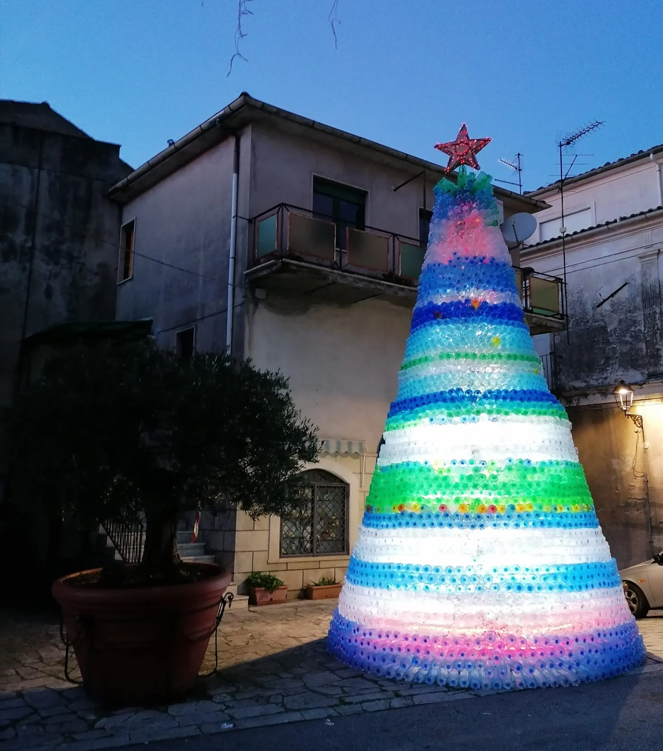 L'albero di Natale con 4mila bottiglie ad Aiello Calabro