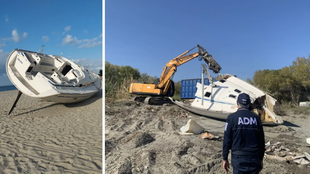 Migranti, rimossa una barca arenata sulla costa jonica: negli ultimi 4 anni spesi 2 milioni per gli smaltimenti