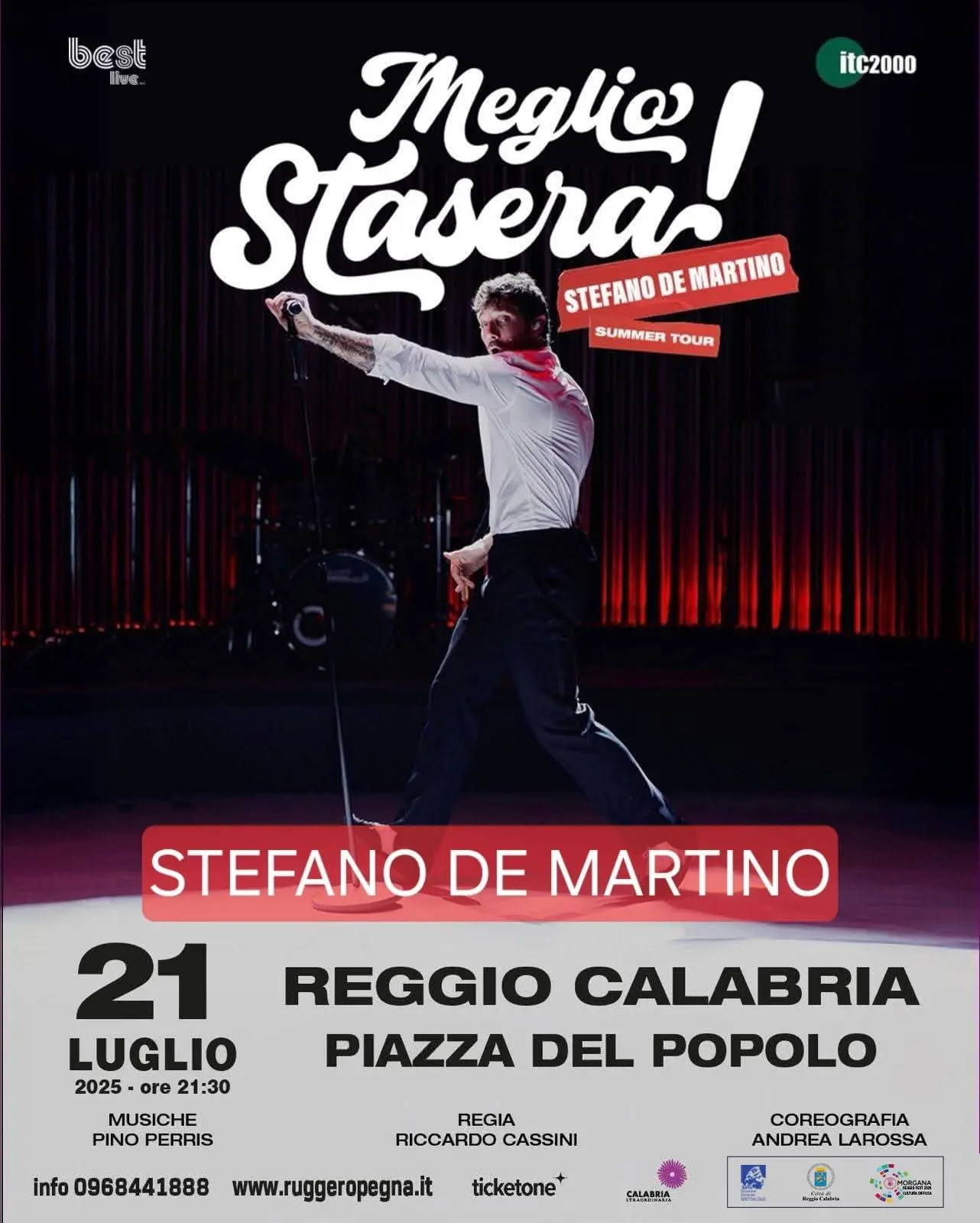 Tre serate di musica e teatro in Piazza del Popolo a Reggio: arrivano Bollani e Stefano De Martino\n