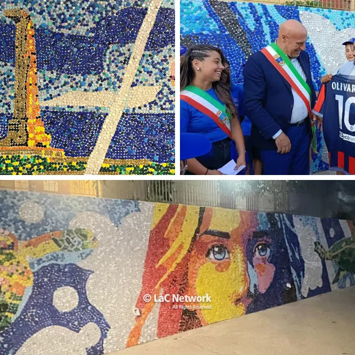A Crotone 80mila\u00A0tappi di plastica diventano un’opera d’arte: è il più grande\u00A0murale del genere in Europa