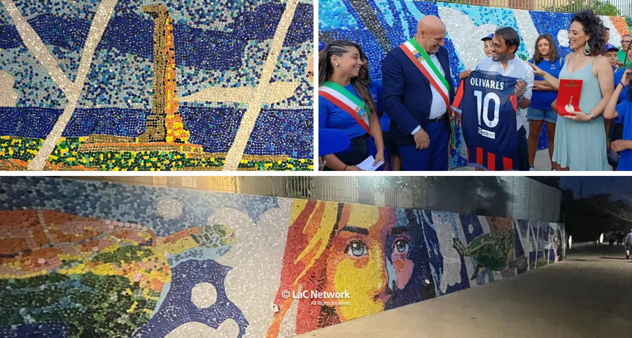 A Crotone 80mila\u00A0tappi di plastica diventano un’opera d’arte: è il più grande\u00A0murale del genere in Europa