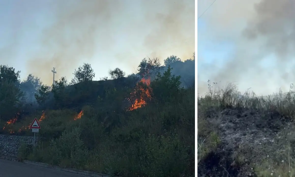 Incendio a Castrolibero, la Protezione Civile evita il peggio su via Barbaro