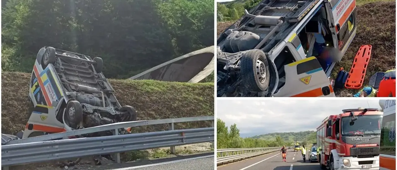 Incidente sull’A2, un’ambulanza si ribalta con dentro un paziente: tre feriti, uno è grave
