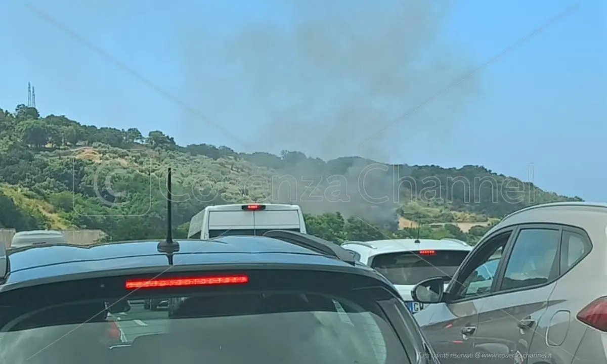Paura in A2: mezzo in fiamme con famiglia e cane a bordo, illesi per miracolo