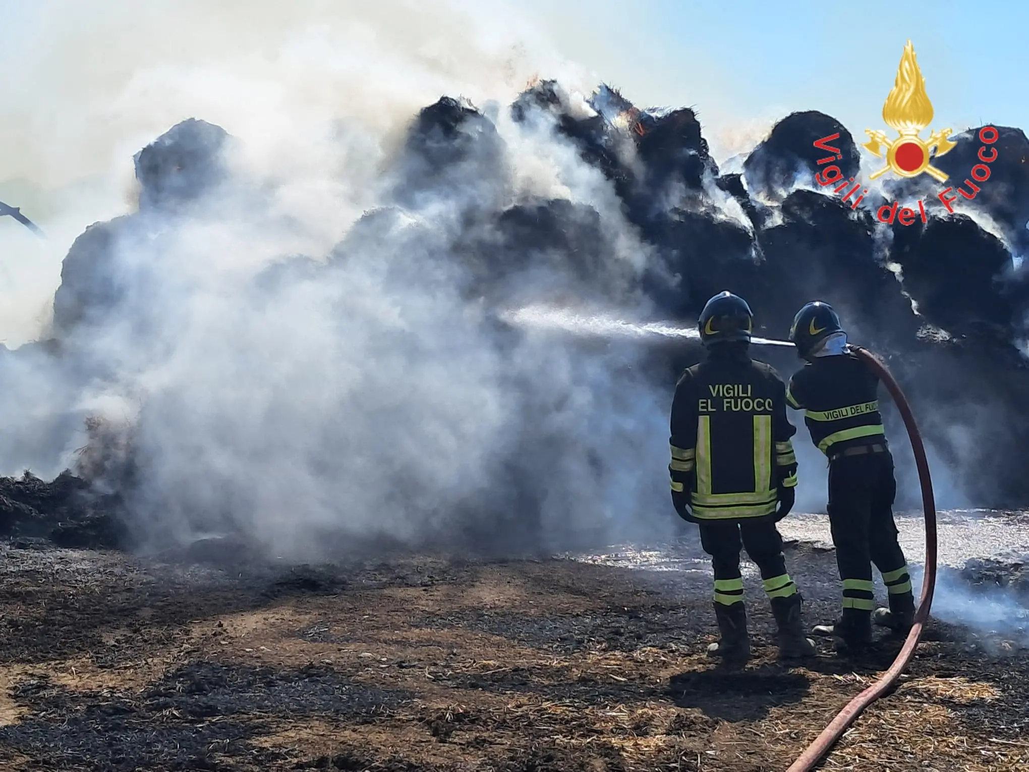 Vasto incendio in un’azienda agricola a Soveria Simeri: in fiamme rotoballe di fieno