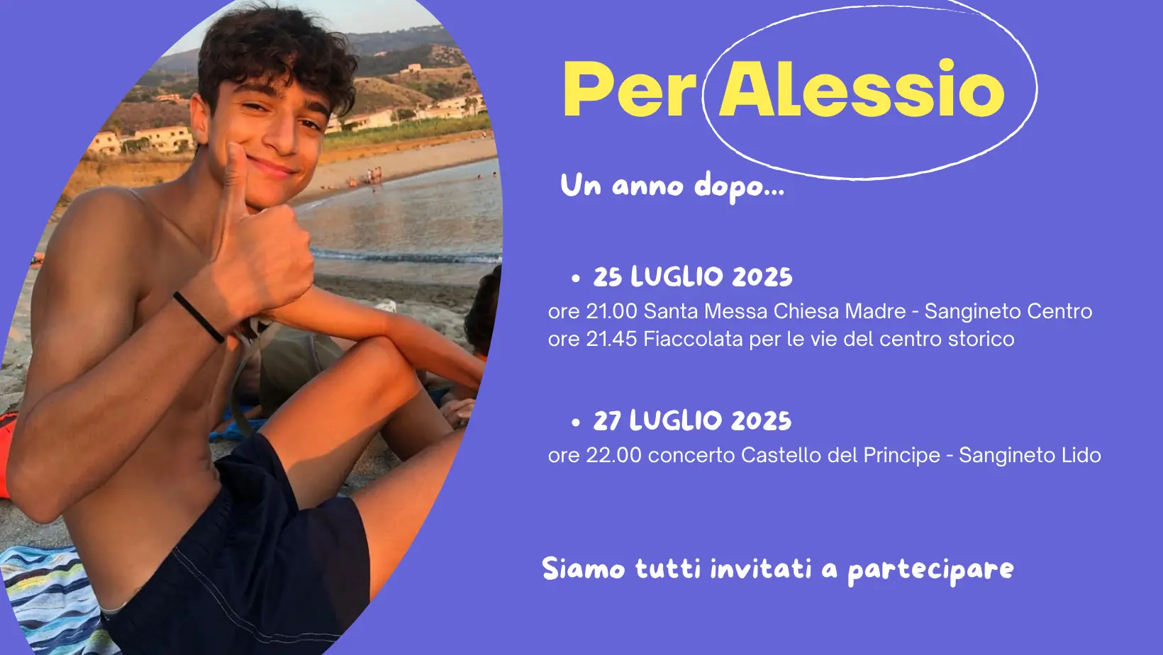 Sangineto non scorda, fiaccolata e concerto in memoria di Alessio Cataldo