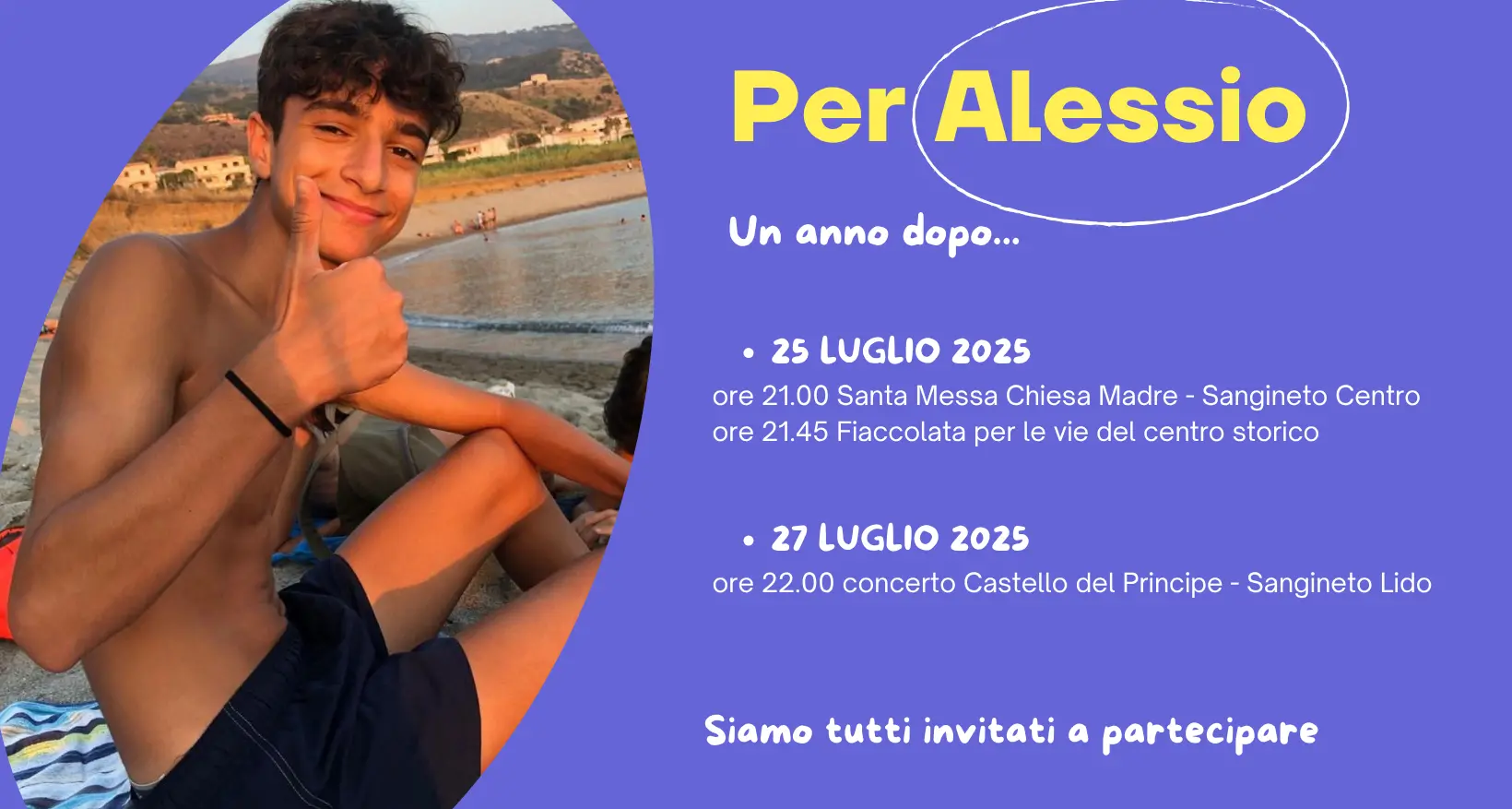 Sangineto ricorda il 18enne Alessio Cataldo a un anno dalla sua morte\n