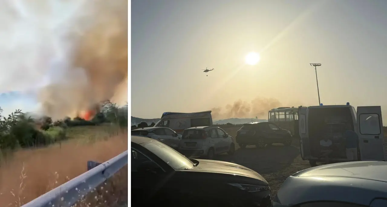 Incendio a Cirò Marina, evacuate 180 persone da un villaggio turistico. Il rogo si estende per oltre un chilometro\n