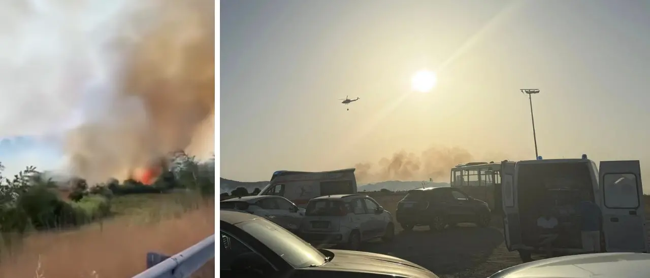 Incendio a Cirò Marina, evacuate 180 persone da un villaggio turistico. Il rogo si estende per oltre un chilometro\n