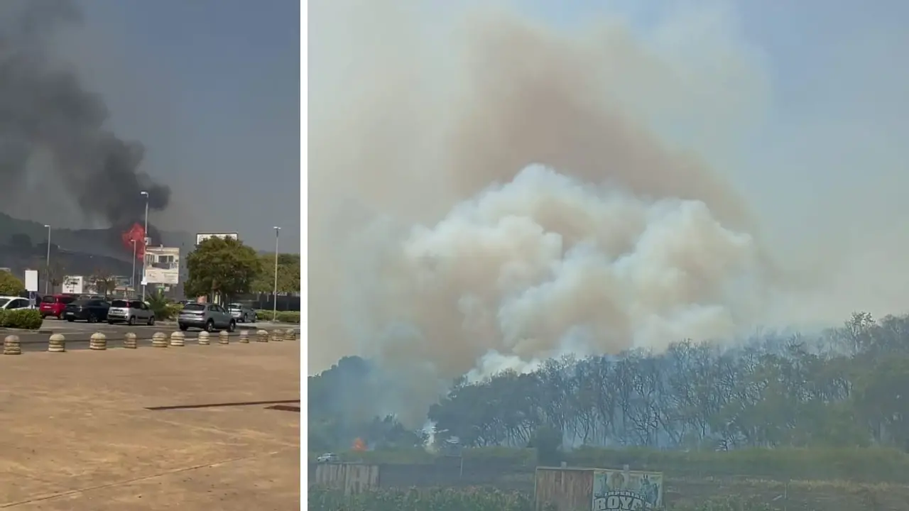 Incendi Calabria, vasto rogo vicino al centro commerciale “Due Mari”: chiusa la SS280. Focolai attivi anche a Vibo città e provincia\n