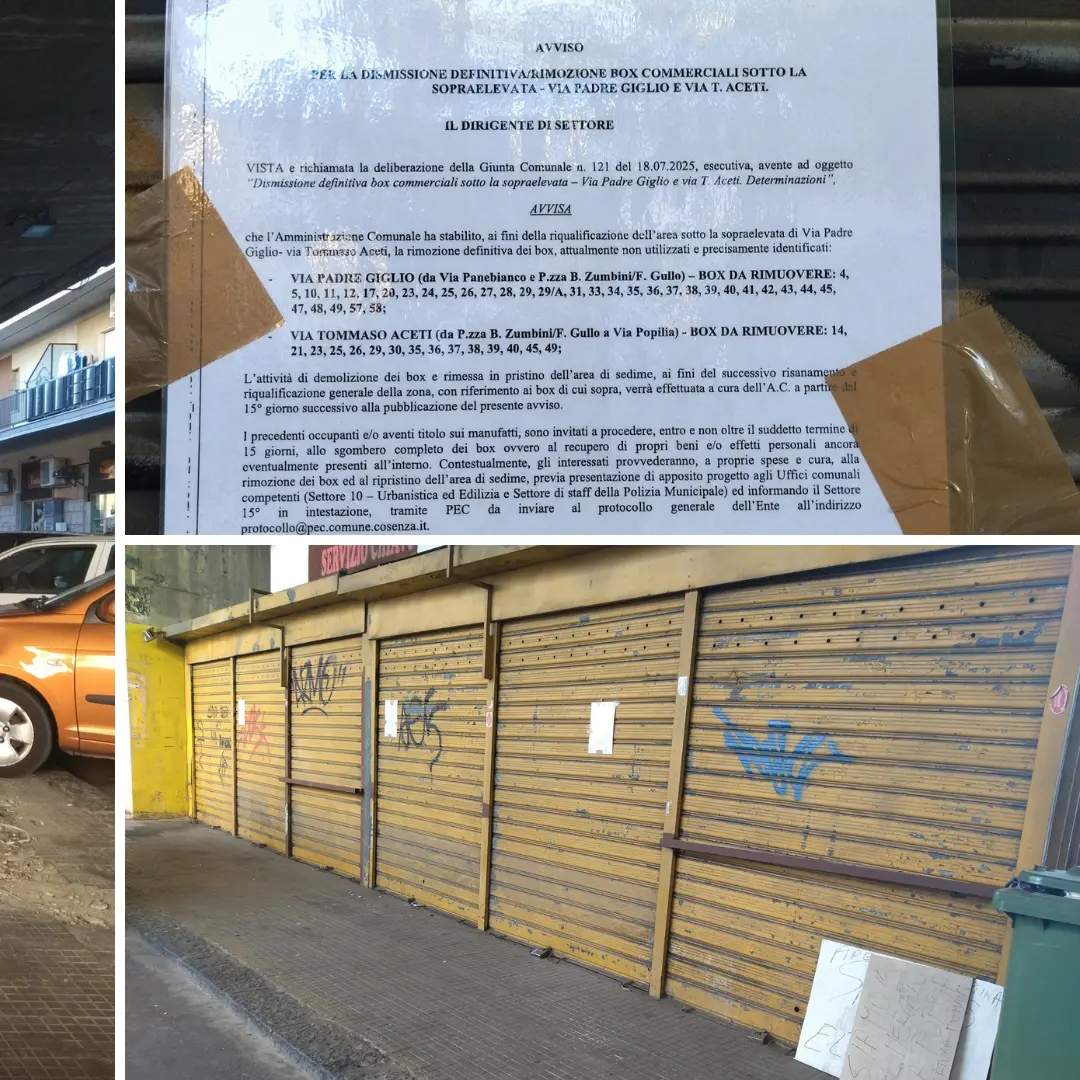 Cosenza, saranno rimossi 48 box sotto la soprelevata