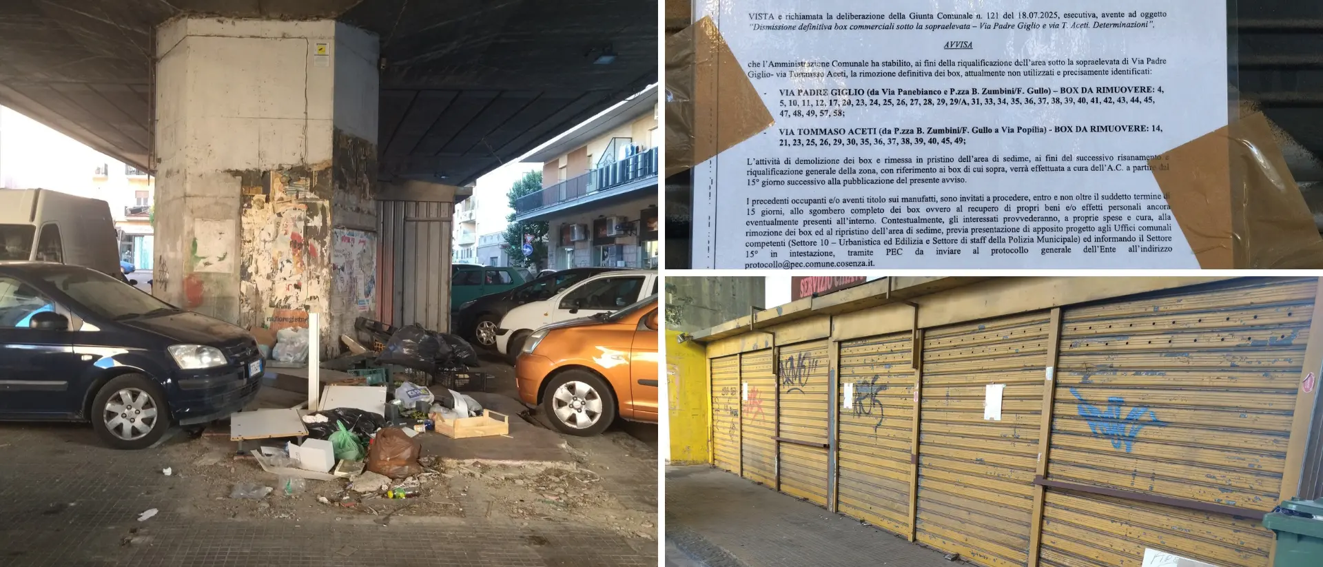 Cosenza, saranno rimossi 48 box sotto la soprelevata