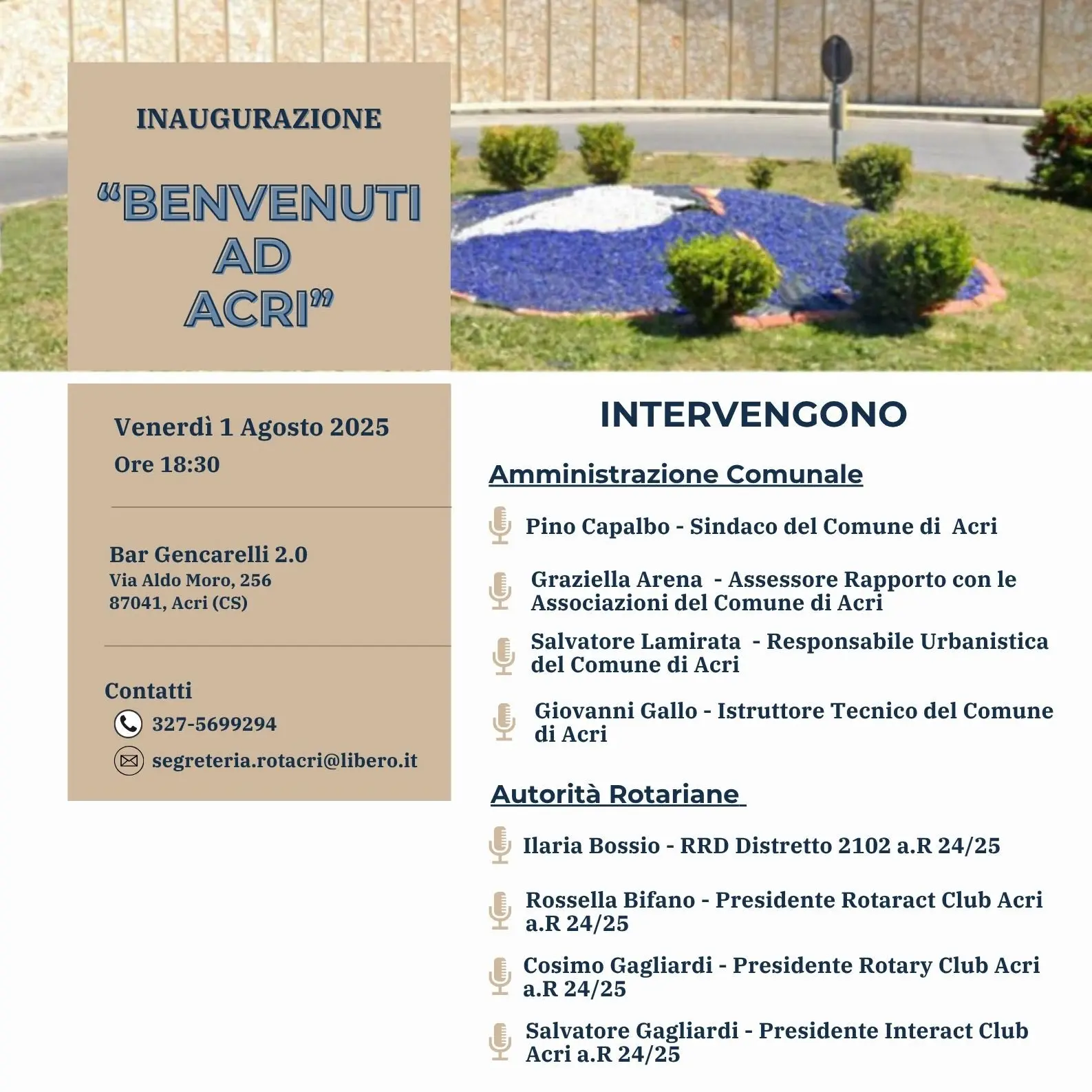 Acri ha un nuovo “biglietto da visita”, il regalo del Rotaract alla cittadinanza