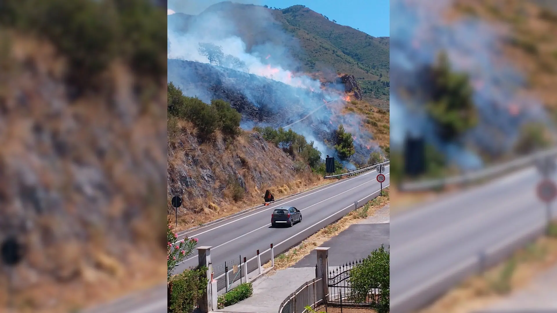<p>L&#39;incendio sviluppatosi a Praia a Mare</p>\\n