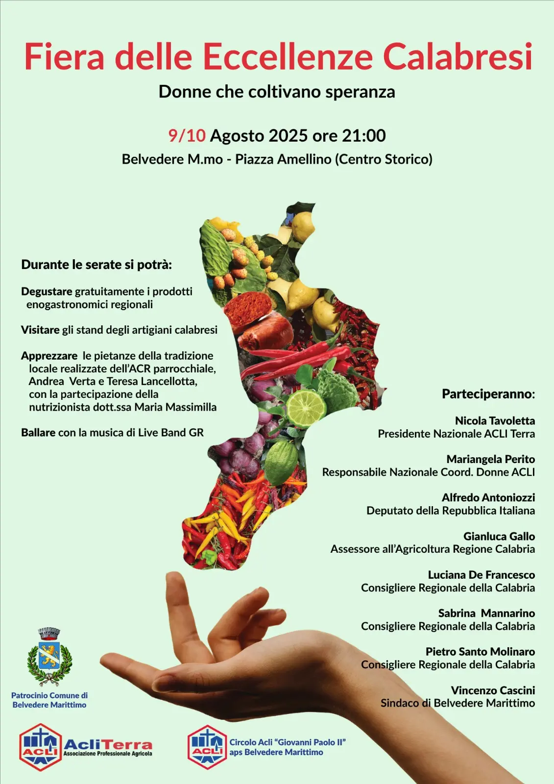 Belvedere Marittimo, torna la Fiera delle Eccellenze Calabresi: enogastronomia, artigianato e musica nel cuore del borgo tirrenico\n