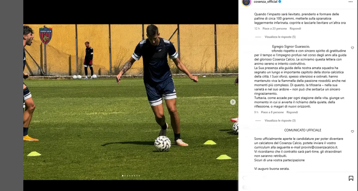 Cosenza Calcio, i social riaperti diventano uno show: dai cuddruriaddri alla netiquette, tutta l’ironia dei tifosi