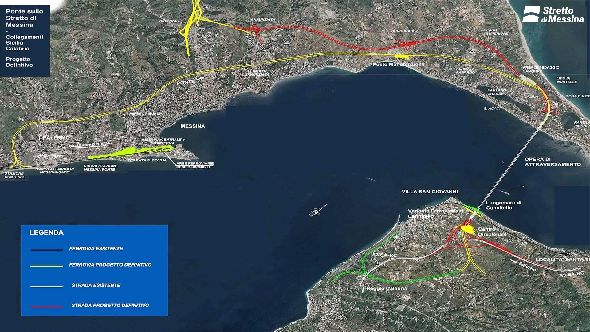 <p>Il Ponte sullo Stretto di Messina sar&agrave; lungo 3.666 metri con torri alte 399 metri (schema originale del progetto - Stretto di Messina Spa)</p>\\n