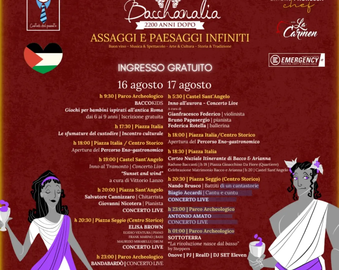 Enogastronomia, arte e cultura: a Tiriolo tutto pronto per Bacchanalia, 2200 anni dopo\n