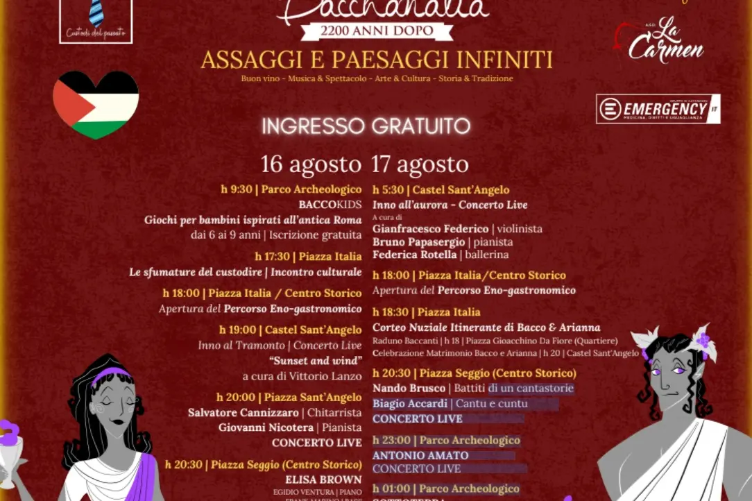 Enogastronomia, arte e cultura: a Tiriolo tutto pronto per Bacchanalia, 2200 anni dopo\n