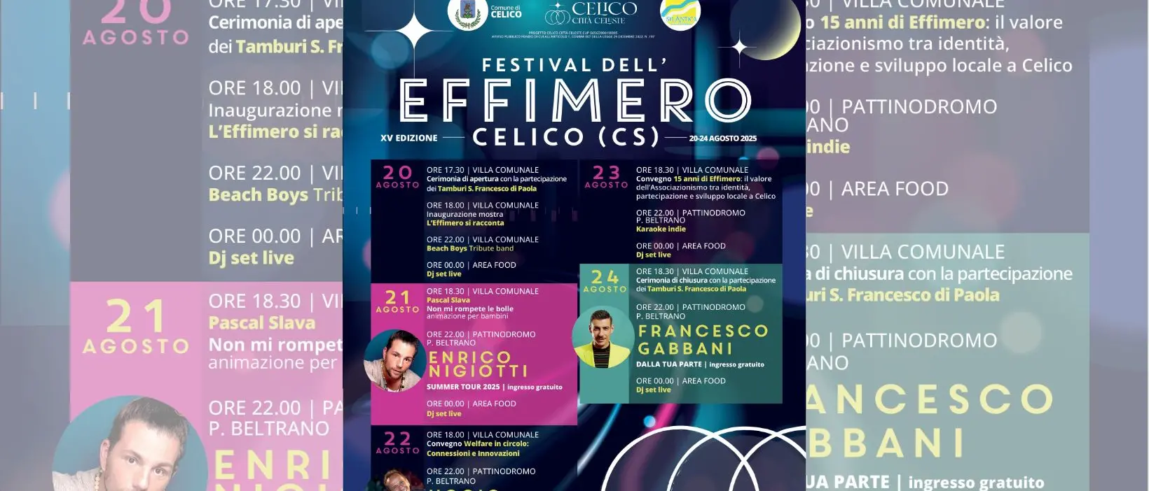 A Celico arrivano Nigiotti e Gabbani per il Festival dell’Effimero, cinque\u00A0giorni di festa nel cuore della Presila\n