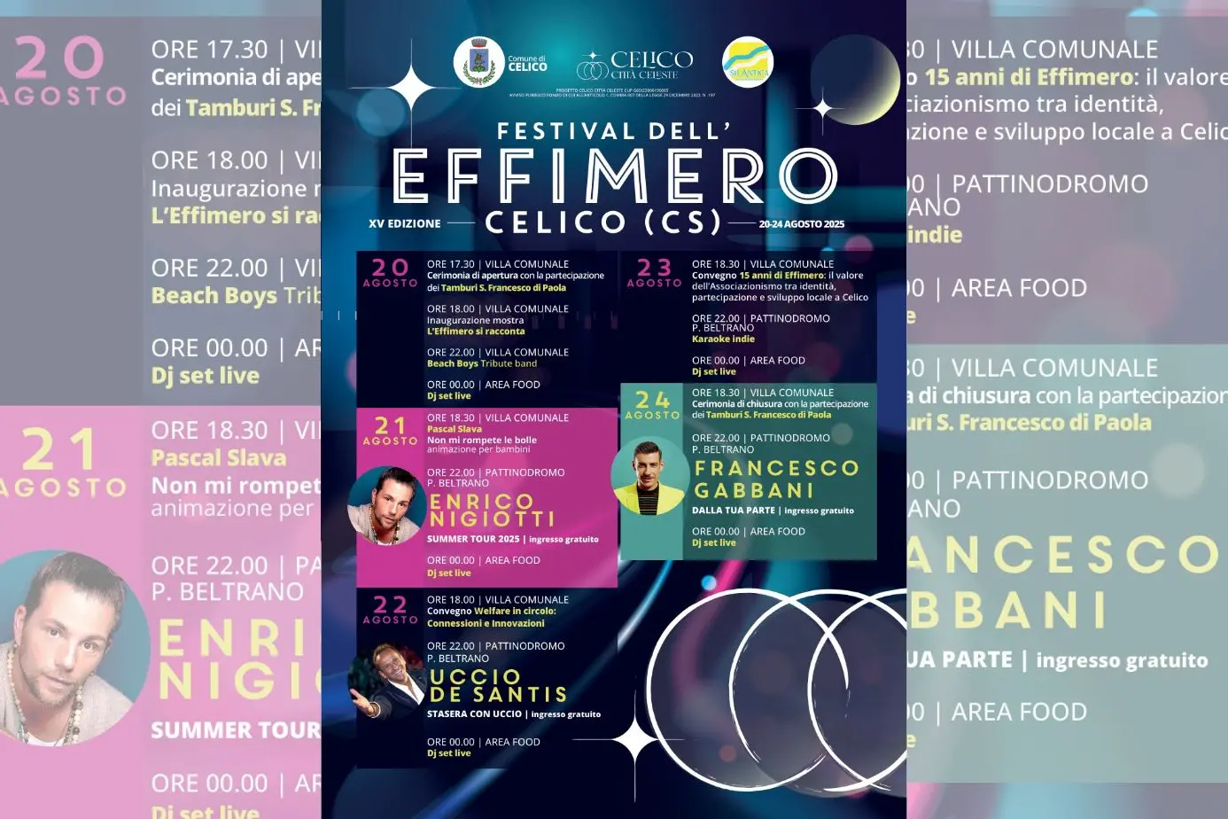 A Celico arrivano Nigiotti e Gabbani per il Festival dell’Effimero, cinque\u00A0giorni di festa nel cuore della Presila\n