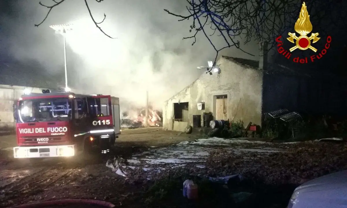 Fienile in fiamme a Zungri: pompieri al lavoro tutta la notte per spegnere l'incendio