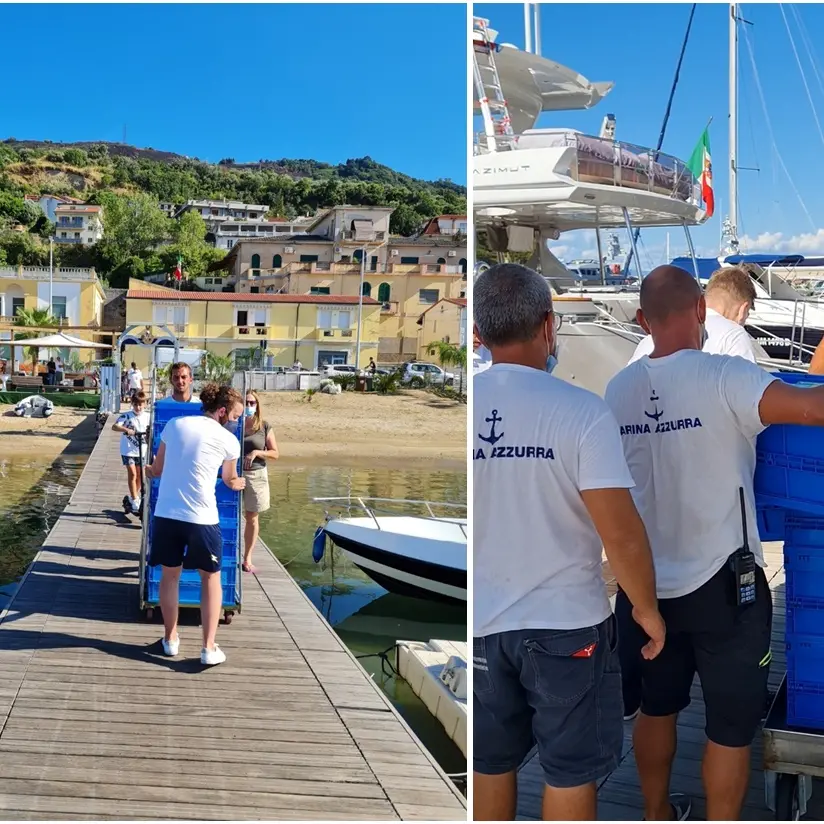 Lo yacht a vela più grande al mondo si rifornisce di prodotti tipici e saluta Vibo Marina