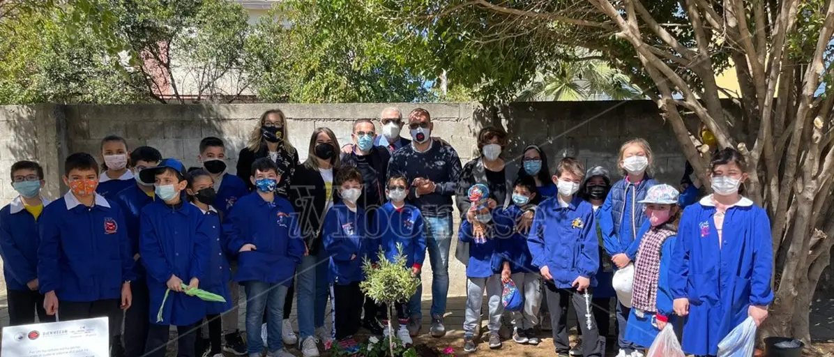 Vibo Marina, i bambini dell’Amerigo Vespucci piantano ulivi in ricordo delle vittime del Covid -Video