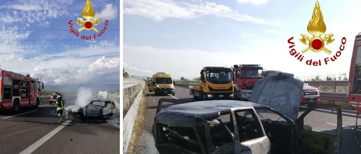 Incidente mortale sull'A2, auto in fiamme e traffico bloccato in direzione Nord