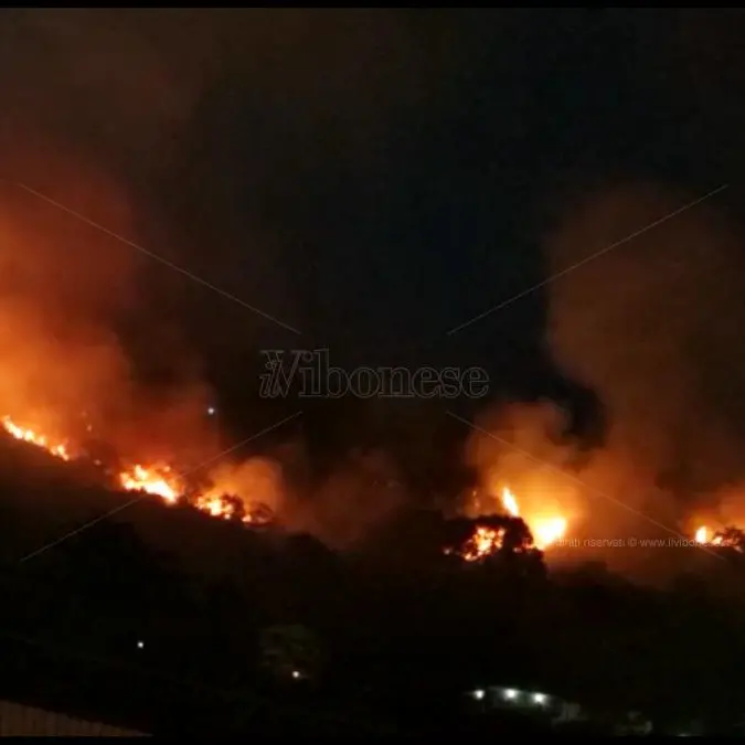 In fiamme la collina fra Pizzo e Maierato, 5 famiglie hanno lasciato le abitazioni