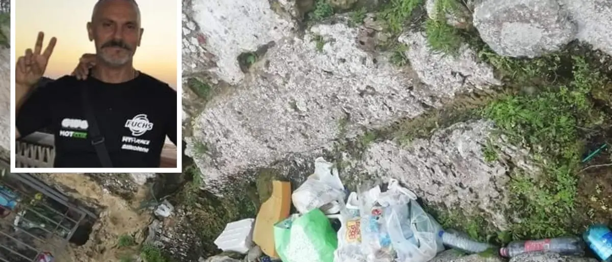 Briatico, emigrato ripulisce l’area della Grotta della Madonna del mare invasa da rifiuti