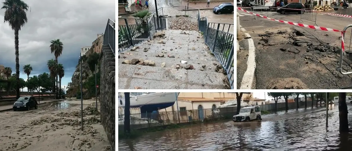 Bomba d’acqua a Tropea: tombini saltati e lungomare allagato -Video