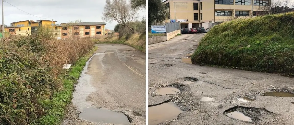 Vibo, strade colabrodo per raggiungere le scuole superiori: «Siamo circondati dal degrado» -FOTO