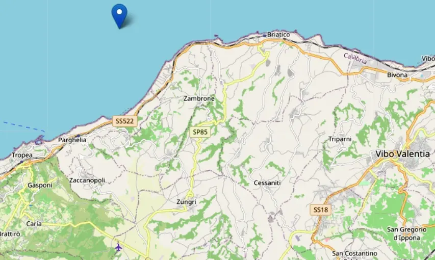 Terremoto nel Vibonese, scossa 2.8 al largo di Zambrone