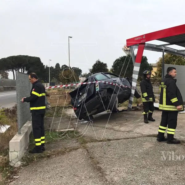 Incidente alle porte di Vibo: auto esce di strada e finisce contro un autolavaggio (VIDEO)