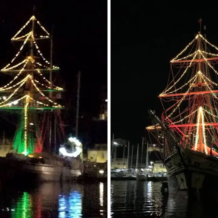 Vibo Marina, il brigantino Florette si trasforma in un originale albero di Natale