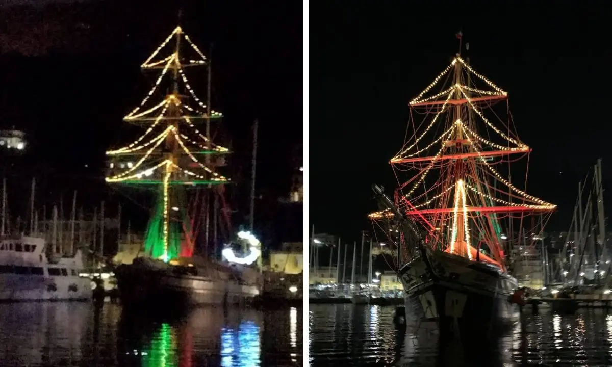 Vibo Marina, il brigantino Florette si trasforma in un originale albero di Natale