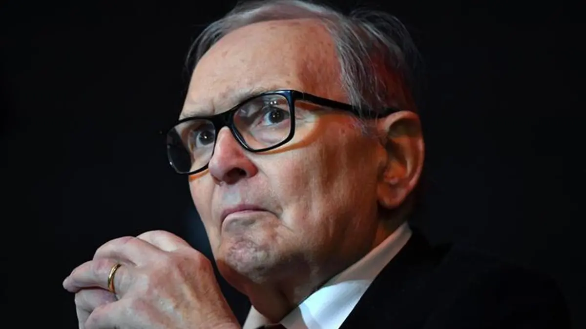 Ennio Morricone allo scalo Farini di Milano, in apertura della cerimonia di inaugurazione dell\\'anno accademico dell\\'Accademia di belle arti di Brera, che ha insignito il maestro di un diploma honoris causa, 27 febbraio 2019. ANSA/DANIEL DAL ZENNARO
