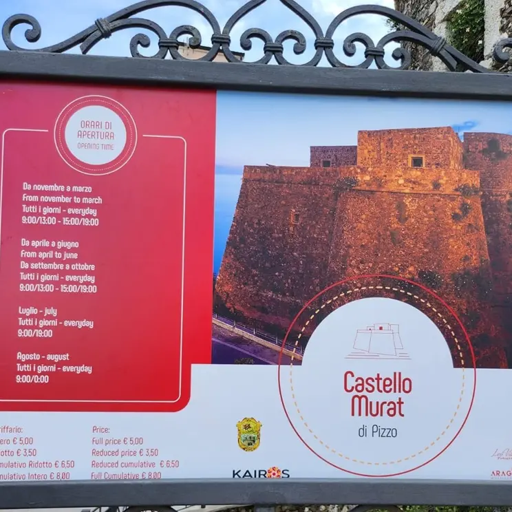 Pizzo, aumenta il prezzo del biglietto per visitare Castello Murat e Piedigrotta