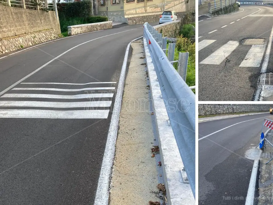 Avvallamenti in strada a Longobardi, l'assessore: «Normali assestamenti, passa il tubo dell'acqua»