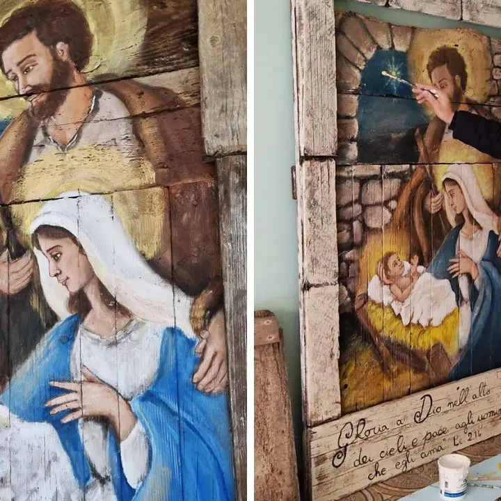 Zungri, la “Natività” dipinta su una vecchia porta: l’opera dell’artista locale Antonio Gaudioso