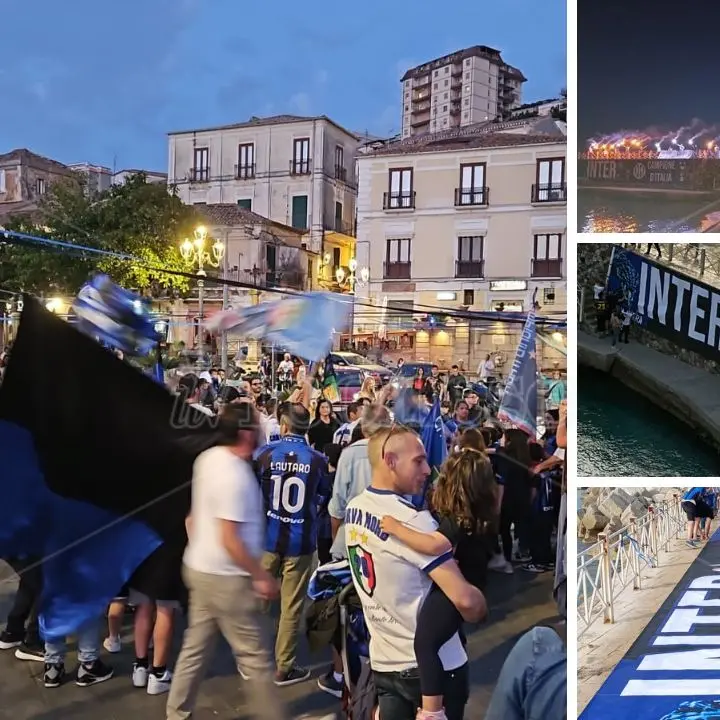 Pizzo celebra lo scudetto dell'Inter, tifosi nerazzurri in festa per il ventesimo Tricolore