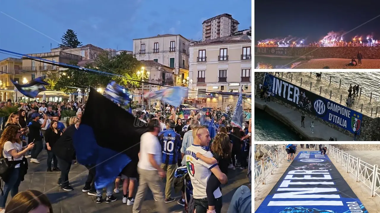 Pizzo celebra lo scudetto dell'Inter, tifosi nerazzurri in festa per il ventesimo Tricolore