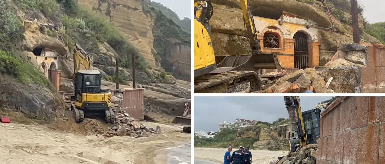 Pizzo, ruspe del Comune a Piedigrotta: giù un manufatto abusivo incastonato nella roccia come la Chiesetta - VIDEO